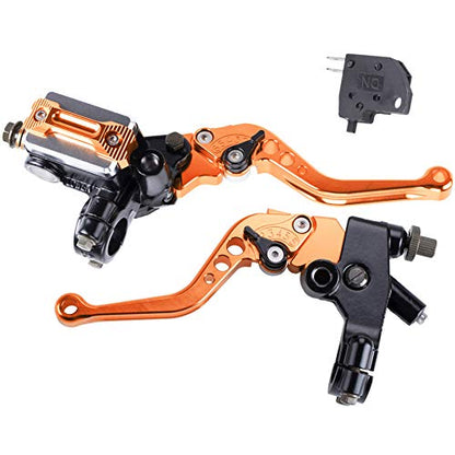 Universal Motorcycle 7/8" 22mm Handlebar Brake Master Cylinder Clutch Lever CNC Left & Right Set - color: Orange