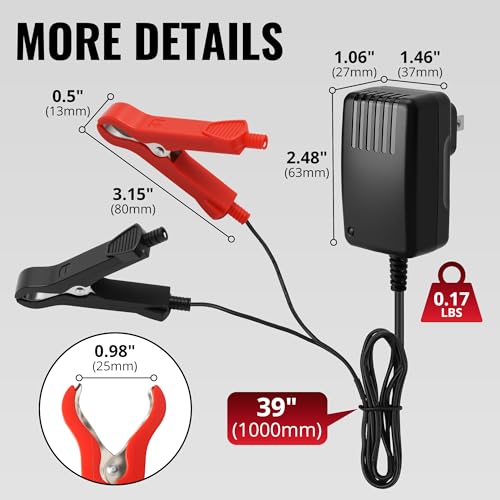 14.6V, 1A Battery Charger for 12V LiFePO4 Motocycle Battery, with Dual Alligator Clips Connector - size: HC-Charger-1A