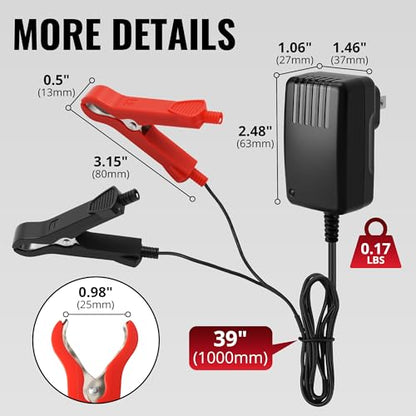 14.6V, 1A Battery Charger for 12V LiFePO4 Motocycle Battery, with Dual Alligator Clips Connector - size: HC-Charger-1A