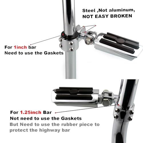 Motorcycle 32MM Highway Pegs Footrest with Mount Clamp Kit Fit for Harley Touring Road Glide Street Glide Electra Glide Road King Yamaha Suzuki Kawasaki - color: Style #3 Chrome