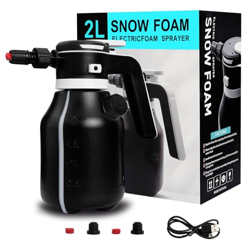Electric Foam Sprayer,2L Portable Rechargeable Cordless Pressurized Spray Foam Cannon, Easy Clean & Acid Resistant for Car Wash Detailing Garden Black (Electric Foam Sprayer 2.0) - size: Electric Foam Sprayer 2.0