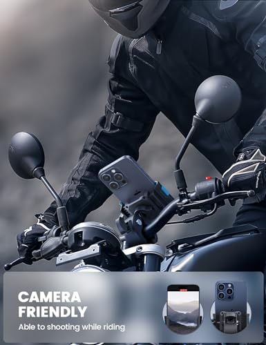 Lamicall Motorcycle Phone Mount Holder - [Camera Friendly] [1s Lock] Bike Phone Holder Handlebar Clamp, Bicycle Scooter Phone Clip, for iPhone Air, 17, 16, 15 Pro Max, Galaxy S25, 4.7-7" Phones, Blue - color: Blue
