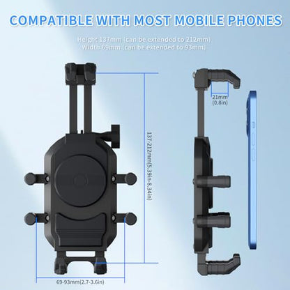 Motorcycle Rearview Mirror Phone Holder, 8-Claw Heavy Duty Thick Phone Mount Compatible with iPhone 15/14/13 Pro Max, Samsung Galaxy S23/S22 Ultra, Gopro Camera - color: Rearview Mirror Mount