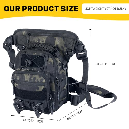 Tactical Drop Leg Bag with Concealed Carry Holster Motorcycle Thigh Pouch for Outdoor, Hiking & EDC Gear in Army Green - color: Army Green