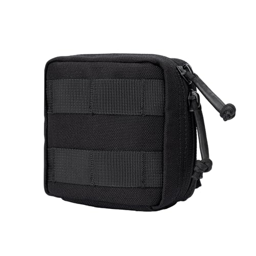 Small MED Kits Holder Duty Belt Gloves Pouch MOLLE Tactical Vest Nasal Spray Case Compact IFAK Carrier Backpack Wallet Cards Knife Gadgets Mini EDC Organizer Bag w/Removeable Clear ID Pocket - color: Black