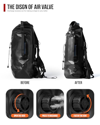 Grapelet Motorcycle Sissy Bar Bag Waterproof Motorcycle Backpack Tail Bag Travel Saddlebags 35L Duffle Bags PVC 500D Waterproof Dry Bags - Black