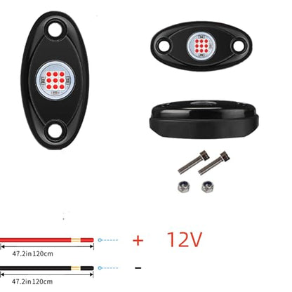 Red Rock Light 12pods 6000k Pure Red Led Rocks Lights Kit Ip68 Waterproof 47inch Extension Wires for ATV Rv Utv SUV Offroad Pickup Trucks Golf Boat Cars Trailers Fender Underglow Lighting (Red) - color: Red-12pcs