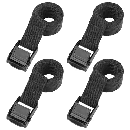 PEASUG Tie Down Straps, 4 Pcs Lashing Small Short Ratchet Straps with Buckles, 0.78" x 2' Adjustable Simple Cinch Cam Pull Suitable for Trucks, Cargo, Luggage Black - color: Black, size: 0.78" x 2'