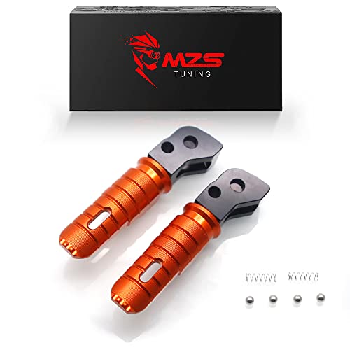 MZS Motorcycle Foot Pegs, Aluminum Rear Passenger Footpegs Footrest Rest Pedal Orange Compatible with 200 250 390 401 Models - size: 390, 401, 200, 250 Models