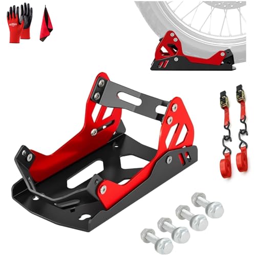 Motorcycle Wheel Chock for Transportation,Portable Adjustable 1800 lbs Capacity Special Front Tire Stand for 8"-21" Wheel Universal for Most Crusier Sports Dirt Bikes Trailer Truck
