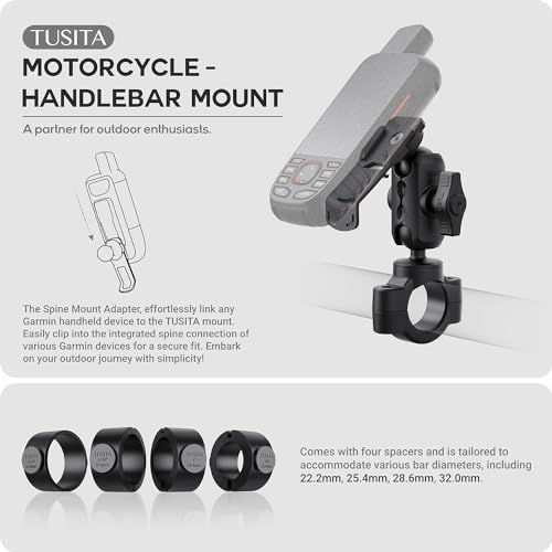 TUSITA Motorcycle GPS Mount - Holder Compatible with Garmin Handheld GPS - Double Socket Arm Handlebar Base - size: Short Arm