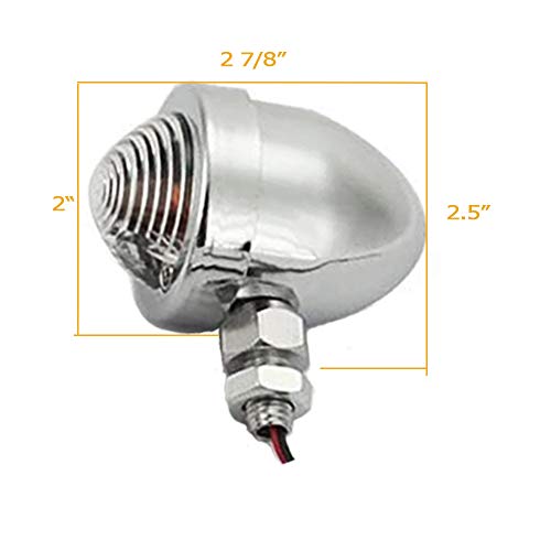 Motorcycle Turn Signals 2pcs Chrome Front Rear Turn Signals 12V with Bullet Shape and Amber Lights Fit Universal Fit for Harley Honda Yamaha Dukati Suzuki Kawasaki - color: Silver