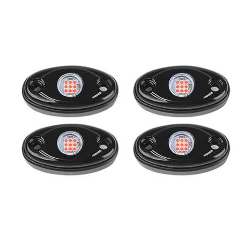 4PCS Car LED Rock Lights, High Brightness Waterproof Vehicle Underglow Fender Lights, Multifunction Auto Neon Trail Rig Lighting Accessories, Universal for Pickup ATV Off Road (Red) - color: Red