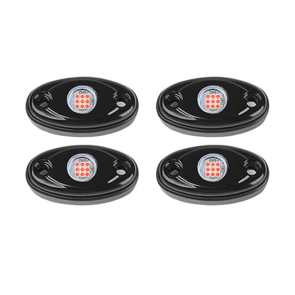 4PCS Car LED Rock Lights, High Brightness Waterproof Vehicle Underglow Fender Lights, Multifunction Auto Neon Trail Rig Lighting Accessories, Universal for Pickup ATV Off Road (Red) - color: Red