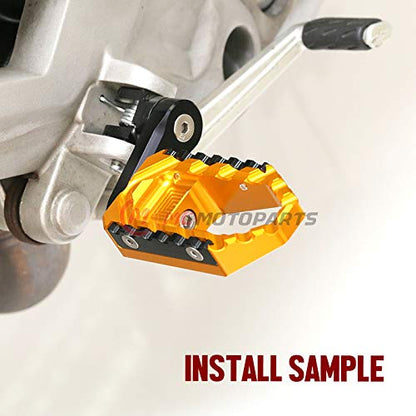 MC MOTOPARTS Gold 40mm Lowering Front Wide Touring Footpegs Compatible with MT-07 MT-09 Tracer 13-18 YZF R3 15-18 MT-10 - color: Gold, size: 40mm Extension