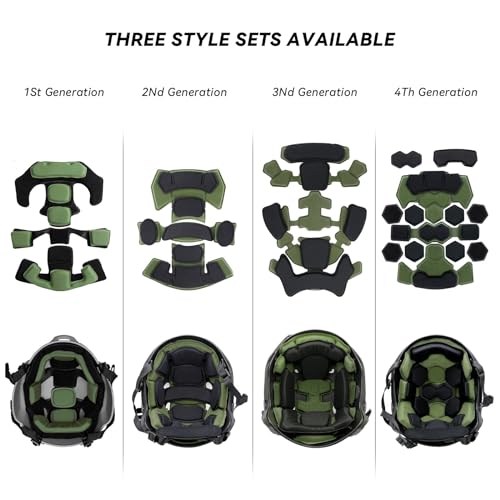 Tactical Helmet Pads - Universal Replacement Internal Memory Foam Pad Inserts for ACH, MICH, EXF Helmets - color: 3rd-Green