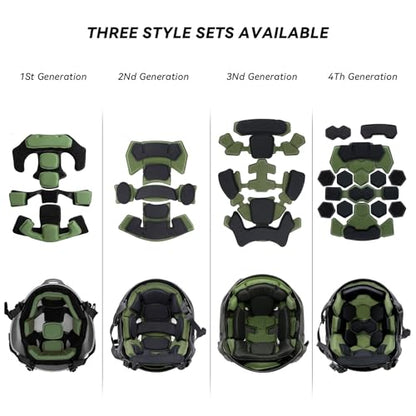 Tactical Helmet Pads - Universal Replacement Internal Memory Foam Pad Inserts for ACH, MICH, EXF Helmets - color: 3rd-Green