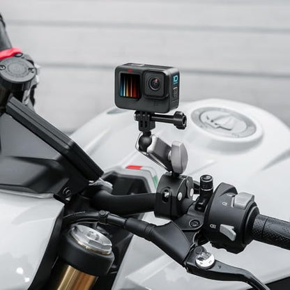 Motorcycle Mount Handlebar Clamp Holder Clip, 360 Degree Rotation Camera Clamp for Insta 360 X5 X4 X3 Ace Pro2, Bike Mount for Gopro Hero 13 12 11 10 9 8