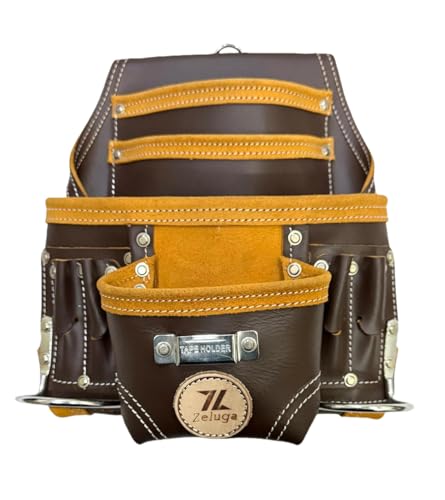 Zeluga 20-164 10 Pocket Rigger Heavy Duty Leather Tool Bag, Coffee - color: Coffee