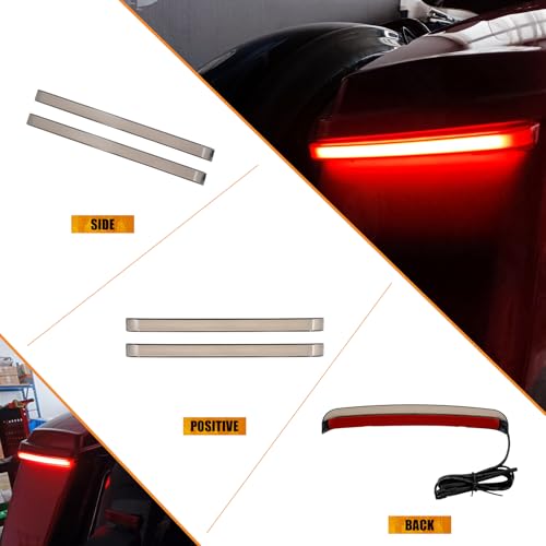 LED Saddlebag Lights Fit for Harley Touring Road Glide Street Glide Electra Glide 2014–2024 Running Brake Tail Turn Signal Lamp Sequential Rear Strip - color: Beige Lens