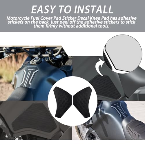 Motorcycle SideTank Pad, Gas Oil Fuel Tank Pad, Rubber Decal Tank Protector, Anti-Slip Scratch-Resistant Protector Sticker Compatible with Kawasaki KLR650 2022-2024