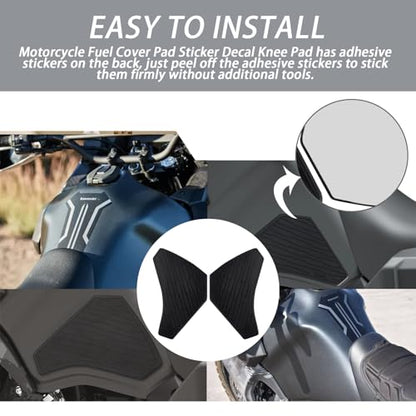Motorcycle SideTank Pad, Gas Oil Fuel Tank Pad, Rubber Decal Tank Protector, Anti-Slip Scratch-Resistant Protector Sticker Compatible with Kawasaki KLR650 2022-2024