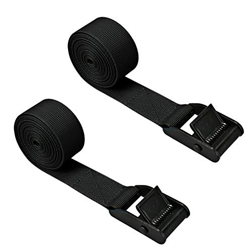 Premium Lashing Strap Short 1" x 6.5 ft, Cam Buckle Tie Down Straps Heavy Duty Secure Straps up to 700 lbs Capacity for Motorcycle,SUP, Kayak, Canoe, Surfboard, Cargo, Boat,Trailer, Luggage, 2pcs - color: Black 2pcs