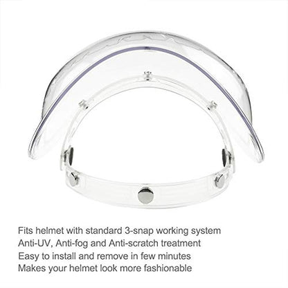 WANCAR Motorcycle Standard 3-Snap Button Flip Up Down Universal Bubble Visor for Open Face Half Helmet Wind Shield(Clear) - color: Clear