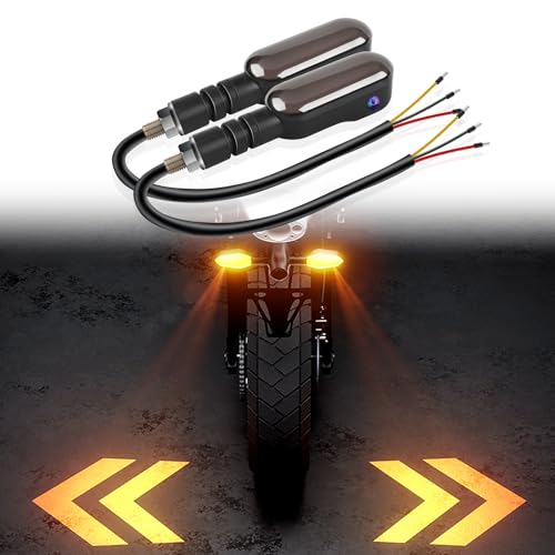 2PCS LED Motorcycle Turn Signals Projector Blinkers with Projection Arrow, Front Rear Turn Signal Lights for Motorcycles Indicators, 3 Wire, 27 DRL Light Modes - color: Oval Shape