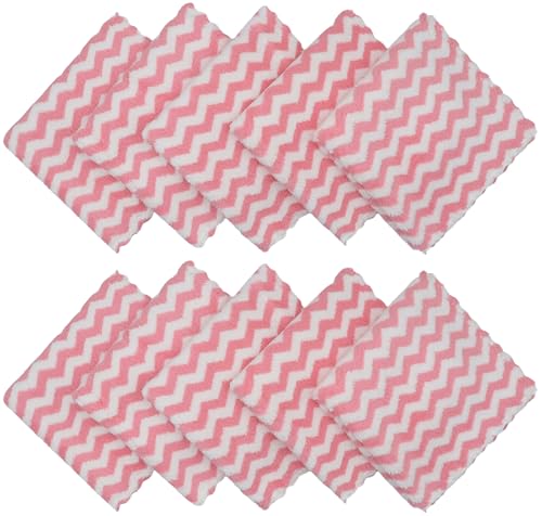 Microfiber Cleaning Cloth, 10 Pack Microfiber Rags,12inx12in, Pink | Lint Free Dish Cleaning Cloths, Fast Drying Dish Rags For Cleaning, Absorbent Washcloths - color: Pink