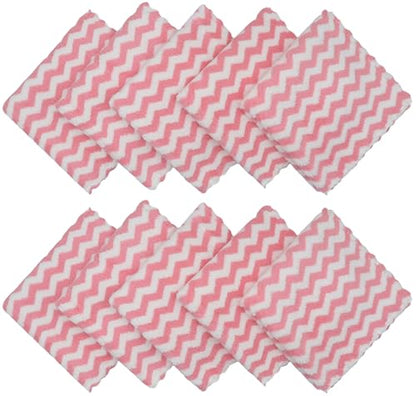 Microfiber Cleaning Cloth, 10 Pack Microfiber Rags,12inx12in, Pink | Lint Free Dish Cleaning Cloths, Fast Drying Dish Rags For Cleaning, Absorbent Washcloths - color: Pink