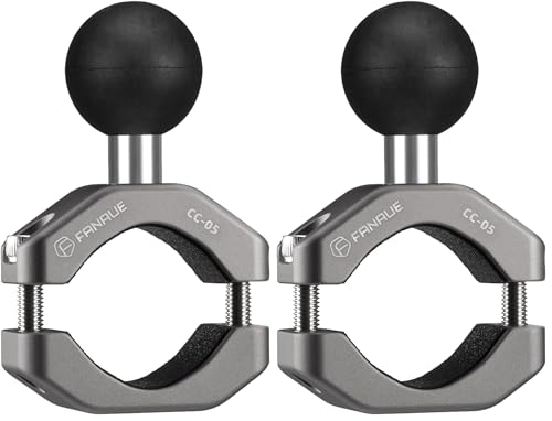 FANAUE Handlebar Clamp Mount U-Bolt Base with B Size 1" Ball for 0.85" to 1.14" Diameter Rail, Compatible with RAM Mounts B Size Double Socket Arm & Motorcycle Phone Mount (Pack of 2) - size: CC-05X (Pack of 2)