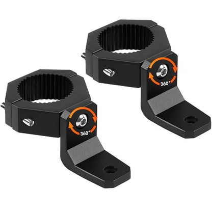 Light Bar Mounts Roll Cage - 360° (40°x9) Rotating Aluminium LED Lights Bar Bracket for 1.75”-2” Roll Bar UTV ATV Accessories, Mounting Clamp for Truck Off-Road Motorcycle M6 M8 M10, Pack 2