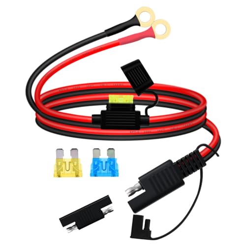Sae to O Ring Terminal Harness 14AWG 20A Battery O Ring 8mm Connectors for Car Battery Charger 12V 24V for Solar Panel, Motorcycle, Car, RV (9.8FT / 3 m) - size: 9.8FT / 3 m