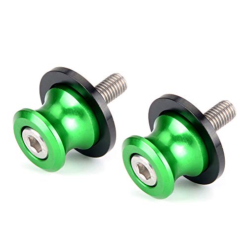 Goldfire 2pcs 8MM M8 X1.5 Motorcycle Swing arm Sliders Spools CNC Swing Arm Stand Screw for Kawasaki Z650 Z800 Z900 Z1000 Accessories(Green) - color: Green