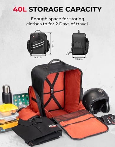 KEMIMOTO Motorcycle Sissy Bar Bag 40L Large Capacity Motorcycle Luggage Rack Tail Bag with Waterproof Zipper Dual Sport Backpack Adventure for Trip Camping Outdoor