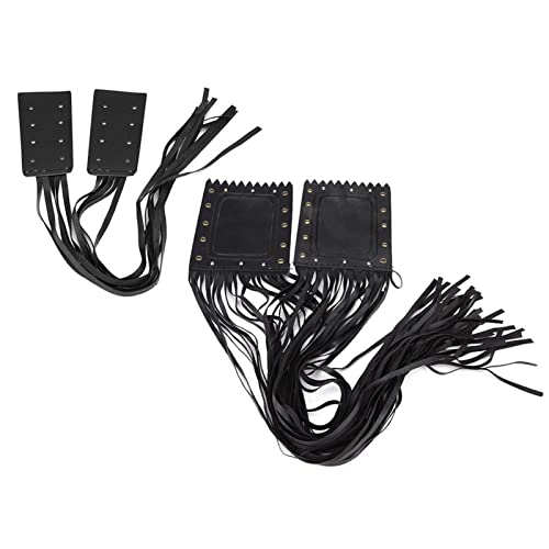 Qqmora Motorcycle Handlebar Tassel Cover Fashionable Fringe Style Design Soft Leather Grips Universal Fit for Cruiser Chopper Bobber Custom Synthetic Leather Black 2pcs