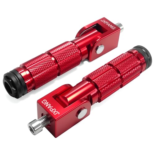 Universal Motorcycle Bicycle Folding Passenger Foot Pegs M8 Rearsets Rear Set Footrests Footpeg Foot Rest Peg Pedals For Bike Install Hole 8mm (A-ZDJT-012-Red) - color: A-ZDJT-012-Red