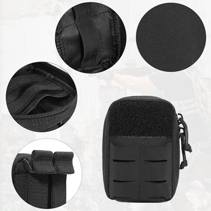 Azarxis Tactical Mini Belt Pouches, Multi-Purpose Small Battery Case Compact Utility EDC Card Slot Holder Waist Bags Military Molle Pack Sundries Storage Pack - color: #05 Black