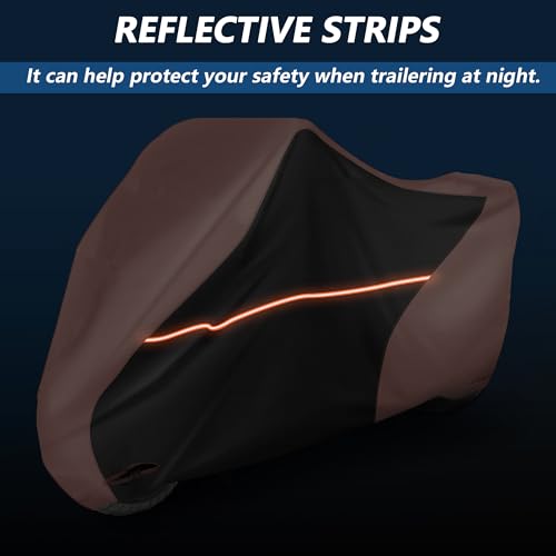 X AUTOHAUX 245cm/96" Motorcycle Cover Waterproof for Harley-Davidson Street Glide/Fat Boy 114 Heavy Fabric Outdoor Sun UV Rain Dust All Weather Protection Motorbike Cover Orange - size: 245*105*125cm/96*41*49inch