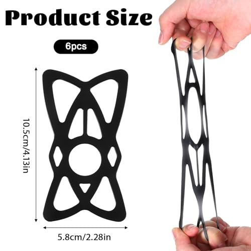 Rubber Phone Holder, 6 Pack Motorcycle Phone Mount Tether Ultra-Stable Bike Bands Compatible Bicycle Phone Mount for Scooter Bike Bicycle Motorcycle Handlebar (Black)