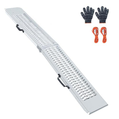 81.88 inches Long and 10.55 inches Wide Heavy Duty Folding Loading Ramp, Motorcycle; Lawn Mower; Snow Plough; Bikes; ATV; UTV; Golf Carts, Tooth Shape Hole, Pack of 1