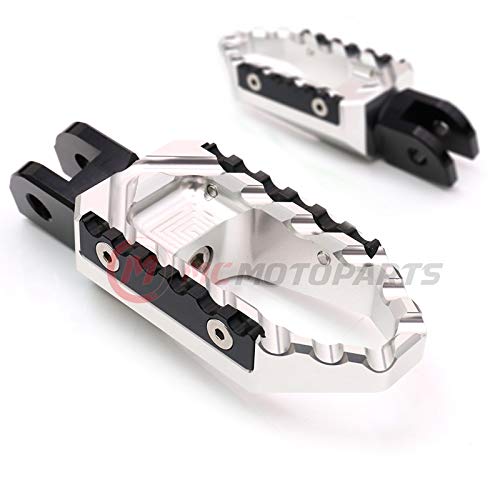 MC MOTOPARTS Silver Front Wide CNC Touring Foot Pegs Compatible with MT-07 MT-09 Tracer 13-18 YZF R3 15-18 MT-10 16-19 - color: Silver, size: No Extension
