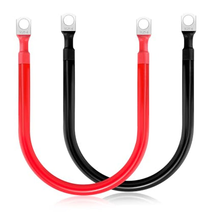 4 AWG Battery Cable 2 Pcs, 11.8 Inch Battery Cables with M6 Ring Terminals, Marine Cables Pure Copper, Ground Cable for Motorcycle, Car, Truck, Rv, Boat - size: M6/11.8INCH/4AWG