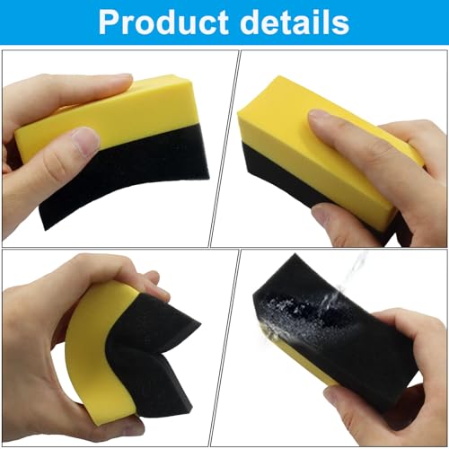 6 Pcs Wet Tire Shine Applicator Pad, Multi-Surface Polishing Sponges, Tire Applicator Dressing Shine Sponge for Car Glass, Painted Steel, Porcelain