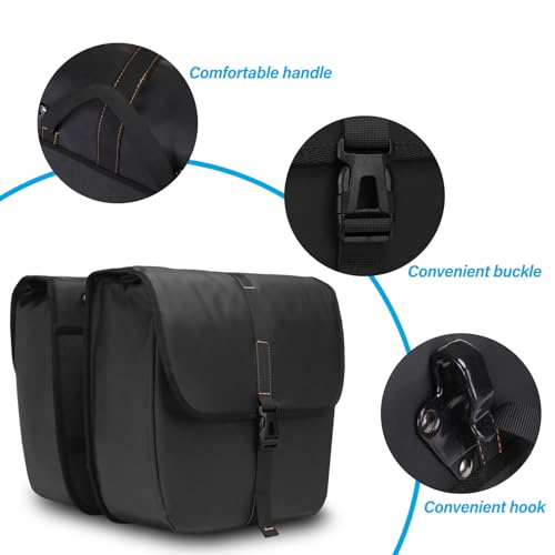 MOSISO 20L Bike Panniers, 2 Pack Waterproof Panniers Bike Bag, Large Capacity Flap Bicycle Rear Rack Seat Luggage Storage Trunk Bag for Road Mountain Cycling Traveling Commuting, Black