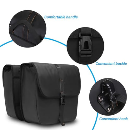 MOSISO 20L Bike Panniers, 2 Pack Waterproof Panniers Bike Bag, Large Capacity Flap Bicycle Rear Rack Seat Luggage Storage Trunk Bag for Road Mountain Cycling Traveling Commuting, Black