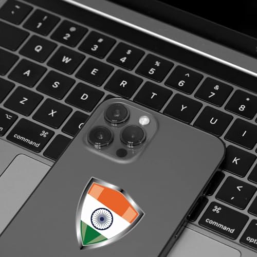 India Flag Decal Sticker - Indians Flags Shield Shape Reflective Vinyl Car Stickers - for Car Window Bumper Laptop Waterproof Sticker (5Pcs) - color: India
