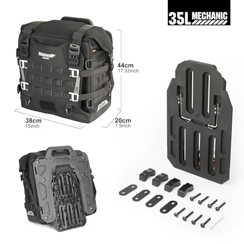 Rhinowalk Motorcycle Side Bag 35L Waterproof Motorbike Saddlebag with Quick Release System Universal Fit Gift-Ready Packaging （Single Piece - color: Black-35L