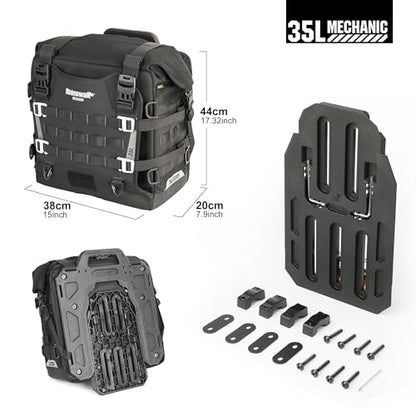 Rhinowalk Motorcycle Side Bag 35L Waterproof Motorbike Saddlebag with Quick Release System Universal Fit Gift-Ready Packaging （Single Piece - color: Black-35L